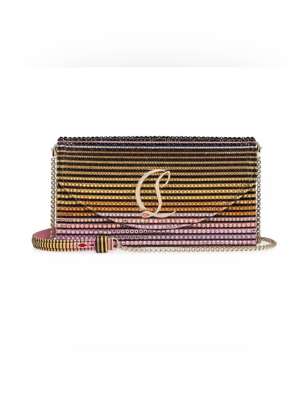 Christian Louboutin Loubi54 rhinestone crystal Striped Multicolor Crossbody Bag
